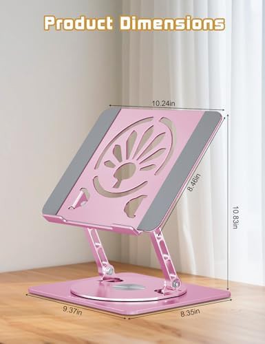 Pink adjustable rotating aluminum laptop riser — photo 4