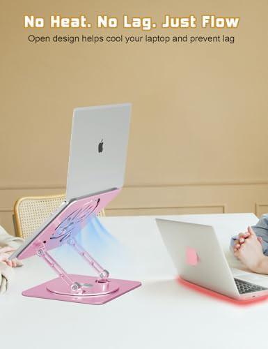Pink adjustable rotating aluminum laptop riser — photo 5