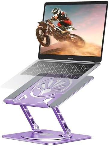 Purple adjustable rotating aluminum laptop riser