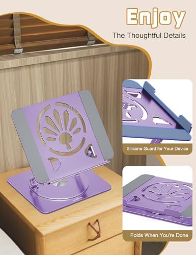 Purple adjustable rotating aluminum laptop riser — photo 3