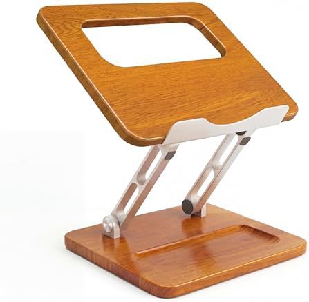 Wooden Adjustable Laptop Stand with Storage Slot