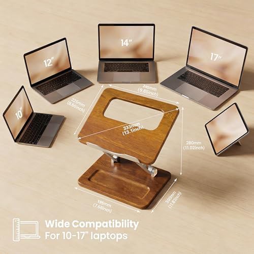 Wooden Adjustable Laptop Stand with Storage Slot — photo 5