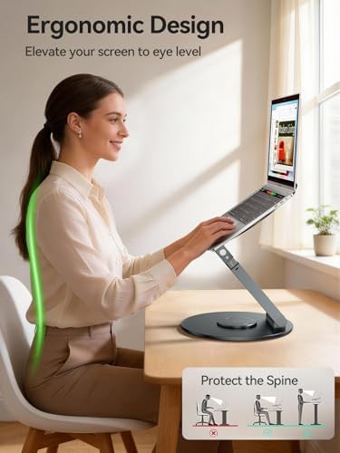 Gray telescopic laptop riser with 360 rotation — photo 4