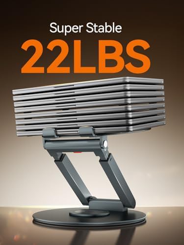 Gray telescopic laptop riser with 360 rotation — photo 5