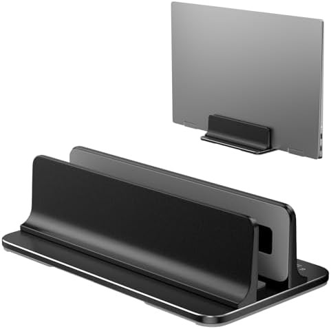 Vertical aluminum gaming laptop stand black