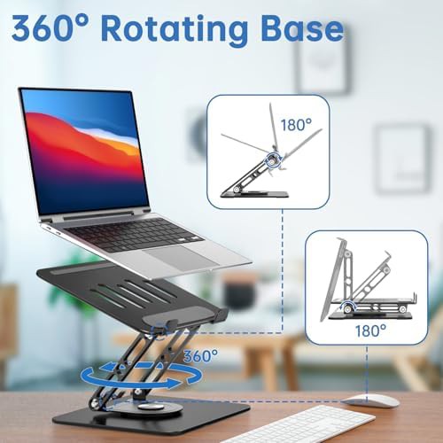 Rotating base ergonomic foldable laptop riser — photo 3