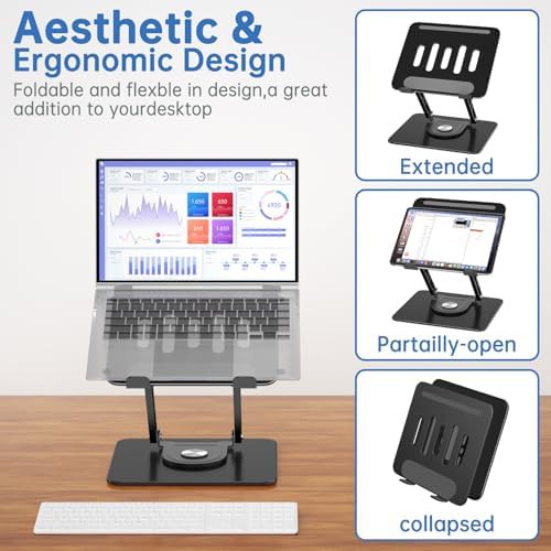 Rotating base ergonomic foldable laptop riser — photo 4