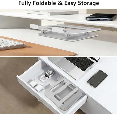 Silvery foldable metal laptop stand for desk — photo 5