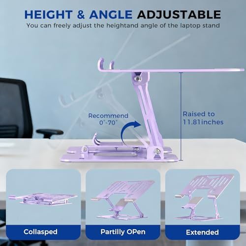 Purple ergonomic 2-in-1 laptop and phone stand — photo 3
