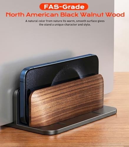 Vertical walnut dual laptop holder in black — photo 3