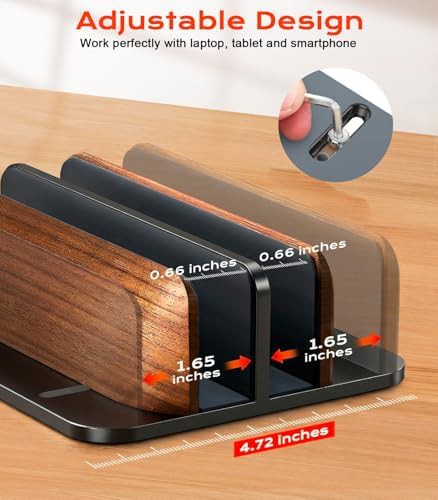 Vertical walnut dual laptop holder in black — photo 5