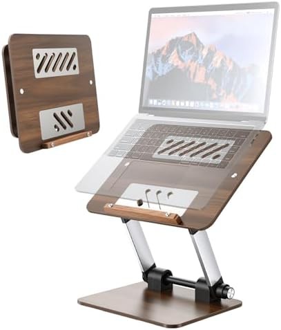 Walnut wood retro foldable notebook riser — photo 3