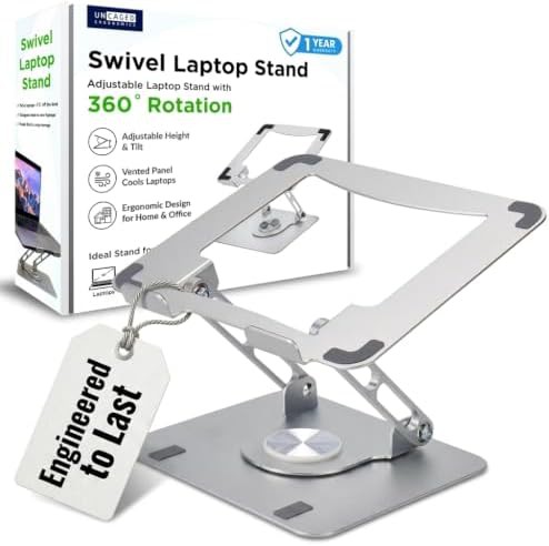 Arctic Silver Swivel Laptop Riser Stand