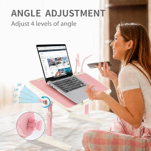Pink Adjustable Lap Desk with LED Light — photo 3