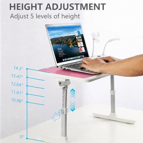 Pink Adjustable Lap Desk with LED Light — photo 4