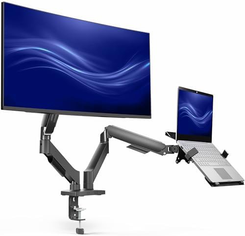 Dual arm monitor laptop desk mount