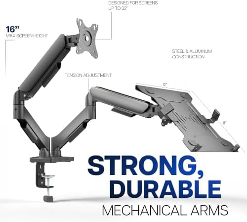 Dual arm monitor laptop desk mount — photo 3