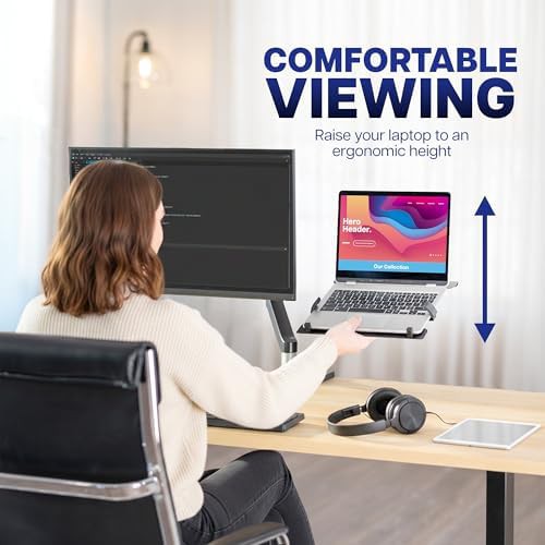 Dual arm monitor laptop desk mount — photo 5
