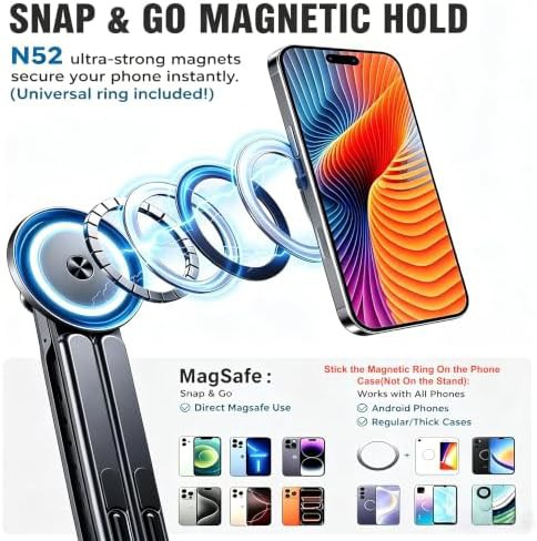 Foldable Aluminum Stand with Magnetic Phone Mount — photo 3