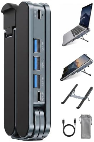 Foldable aluminum computer desk hub