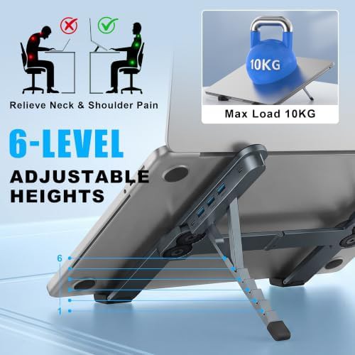 Foldable aluminum computer desk hub — photo 4